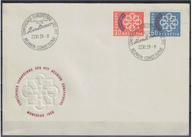 FDC SVIZZERA 1959 Assemblea amministrazioni postali europee