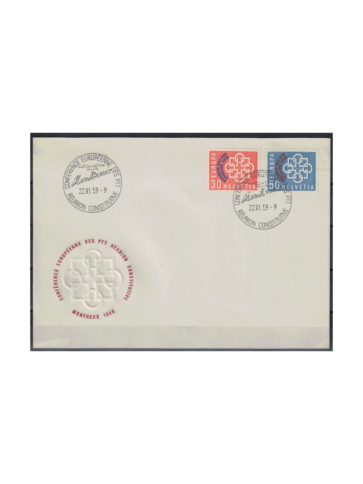 FDC SWITZERLAND 1959 European Postal Administrations Assembly