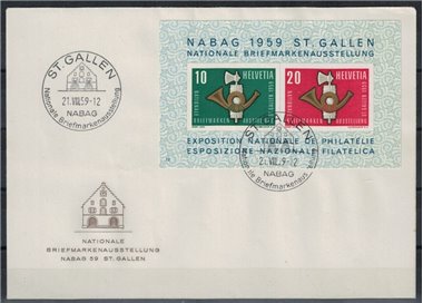 FDC SWITZERLAND 1959 St. Gallen Philatelic Exhibition - NABAG