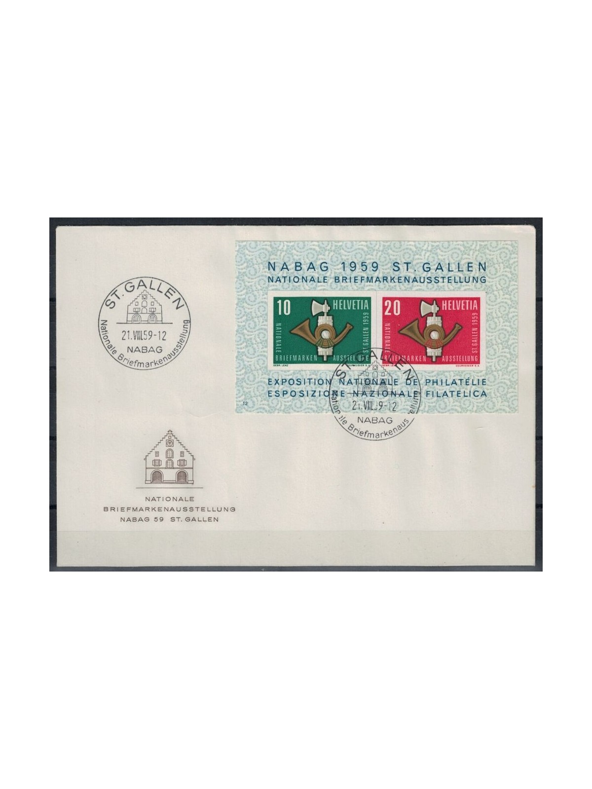 FDC SWITZERLAND 1959 St. Gallen Philatelic Exhibition - NABAG
