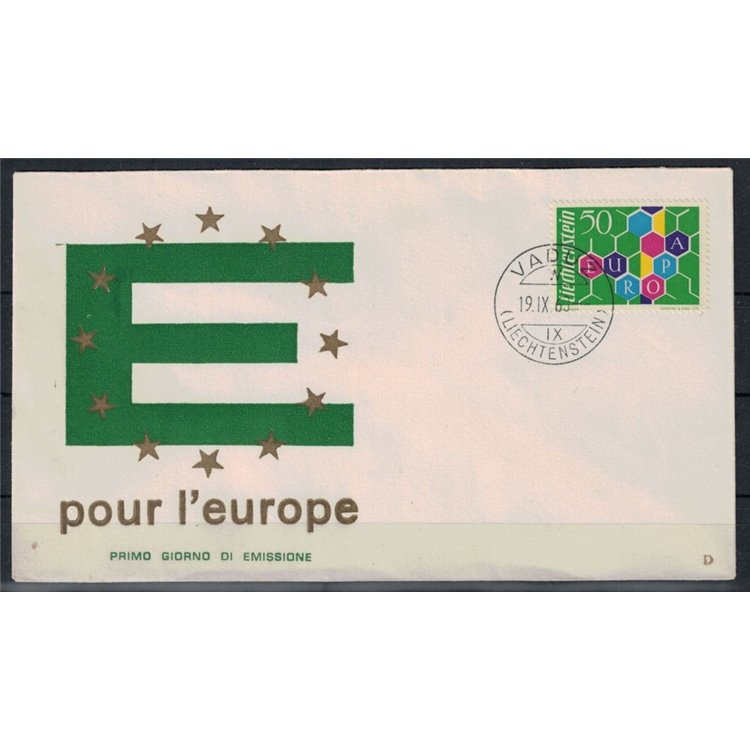 FDC LIECHTENSTEIN 1960 Europa 1 busta Re.Ru.