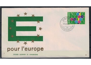FDC LIECHTENSTEIN 1960 Europa 1 busta Re.Ru.