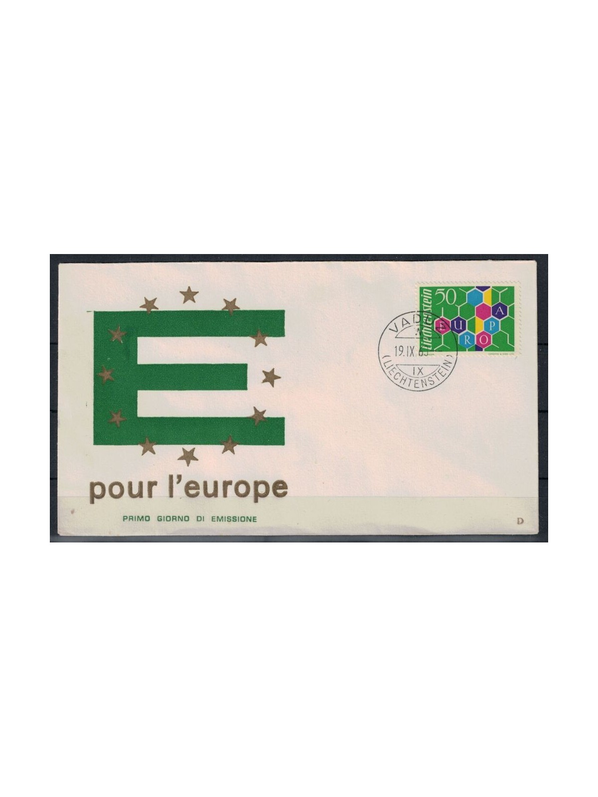 FDC LIECHTENSTEIN 1960 Europa 1 busta Re.Ru.