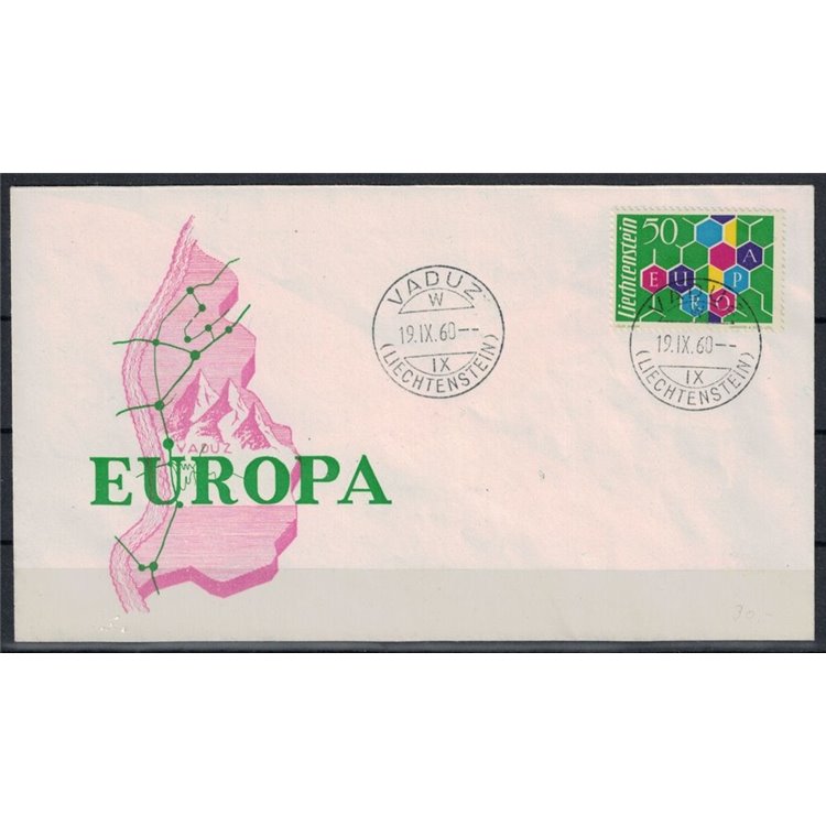 FDC LIECHTENSTEIN 1960 Europa 1 busta nv