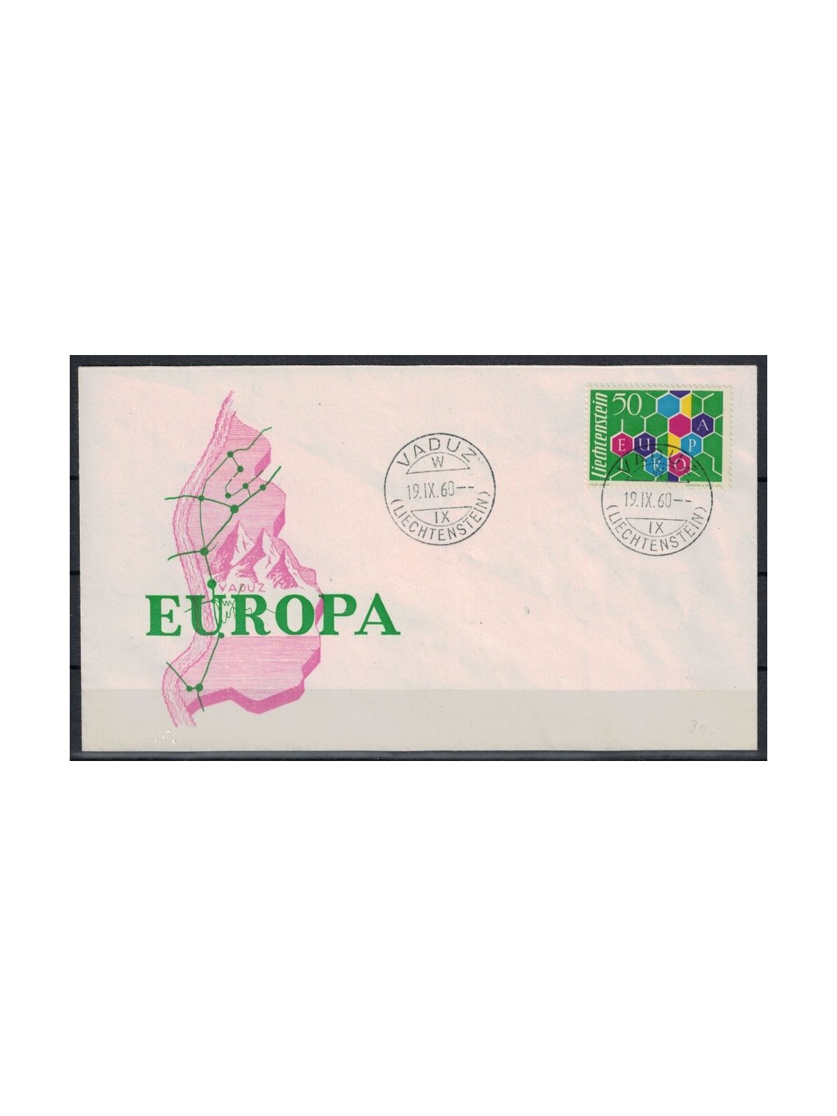 FDC LIECHTENSTEIN 1960 Europe 1 envelope nv