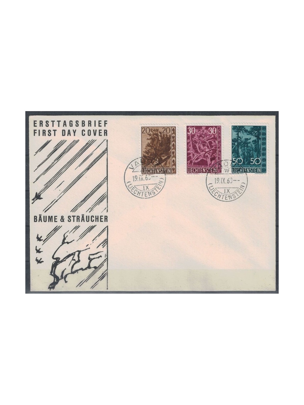 FDC LIECHTENSTEIN 1960 Alberi e arbusti
