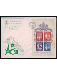 FDC VATICAN 1958 Brussels World's Fair