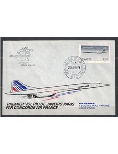 FDC BRASILE 1976 1° Volo Concorde Rio-Parigi