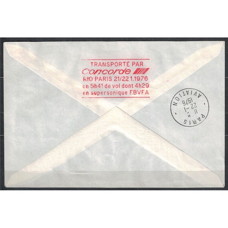 FDC BRASILE 1976 1° Volo Concorde Rio-Parigi