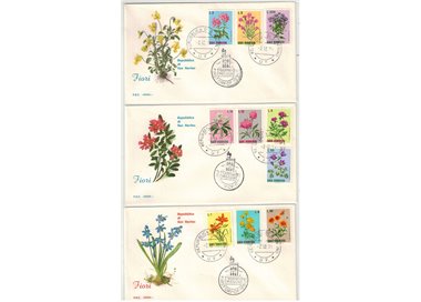 FDC SAN MARINO 1971 Flowers 3 Envelopes Rome