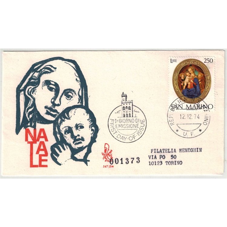 SAN MARINO 1974 FDC (Venetia) Natale
