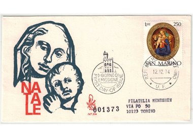 SAN MARINO 1974 FDC (Venetia) Natale