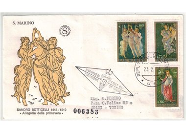 FDC SAN MARINO 1972 Botticelli 1 Envelope Filagrano