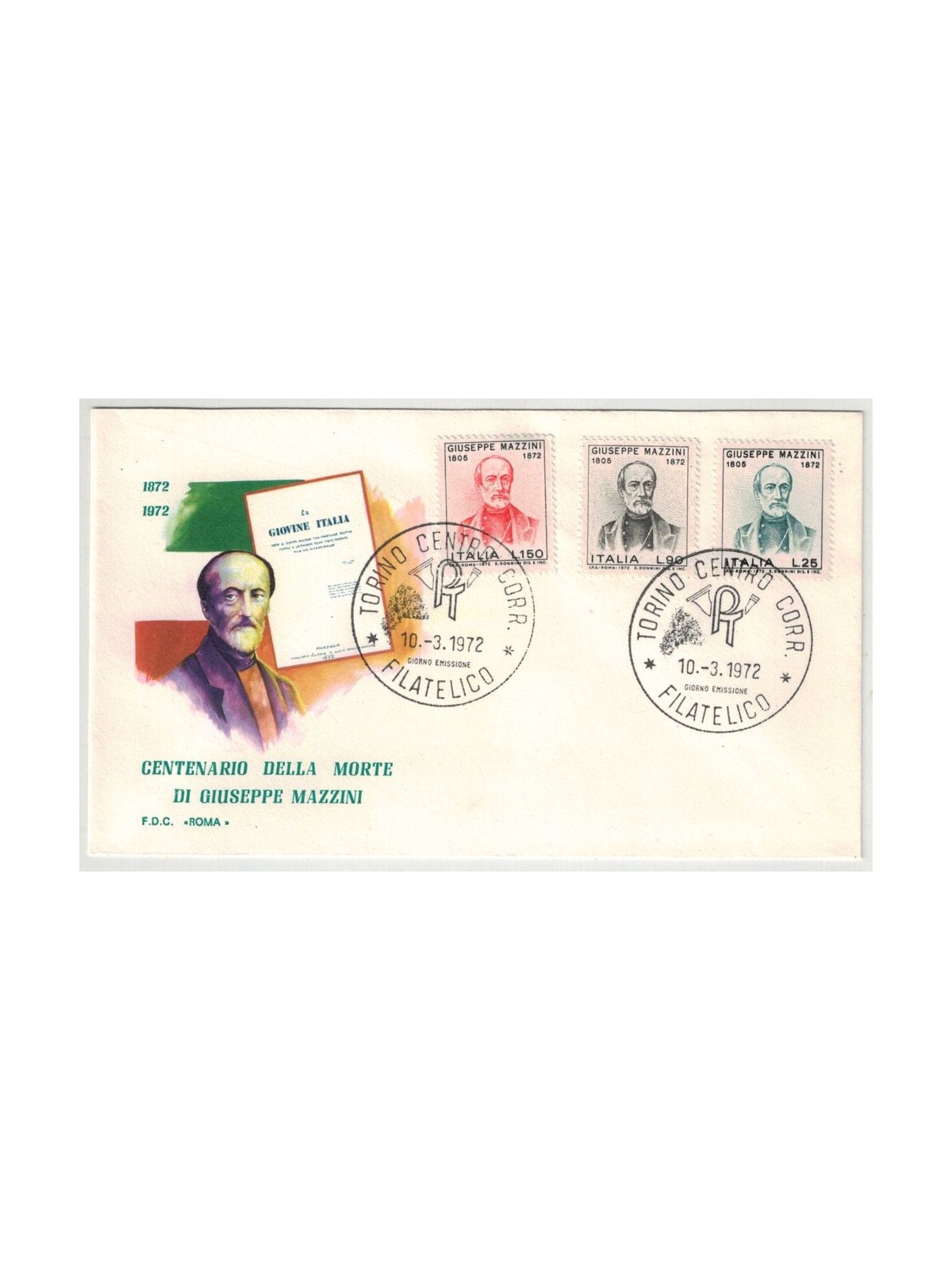 ITALY 1972 FDC (Rome) Mazzini