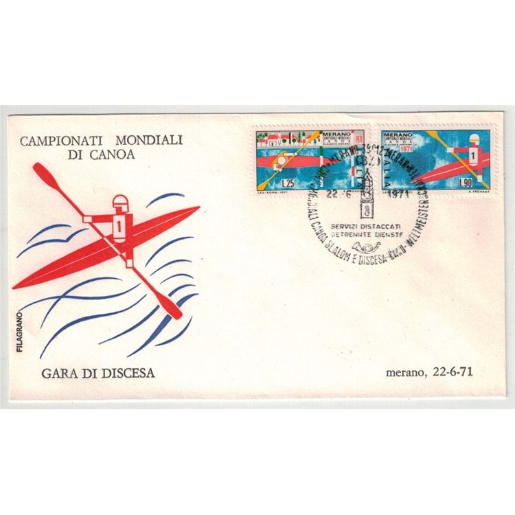 ITALY 1971 FDC (Filagrano) Canoe World Championships