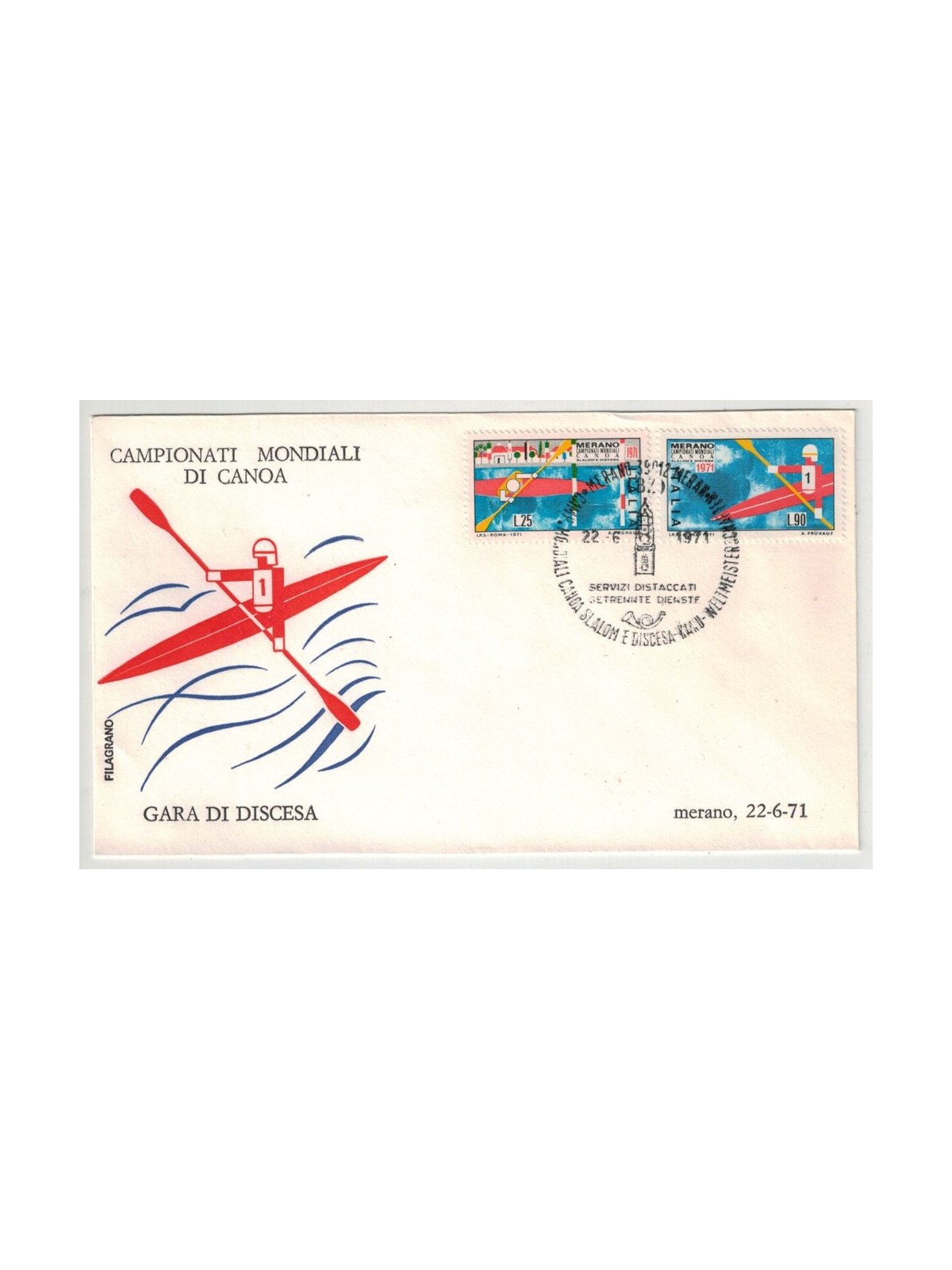 ITALY 1971 FDC (Filagrano) Canoe World Championships
