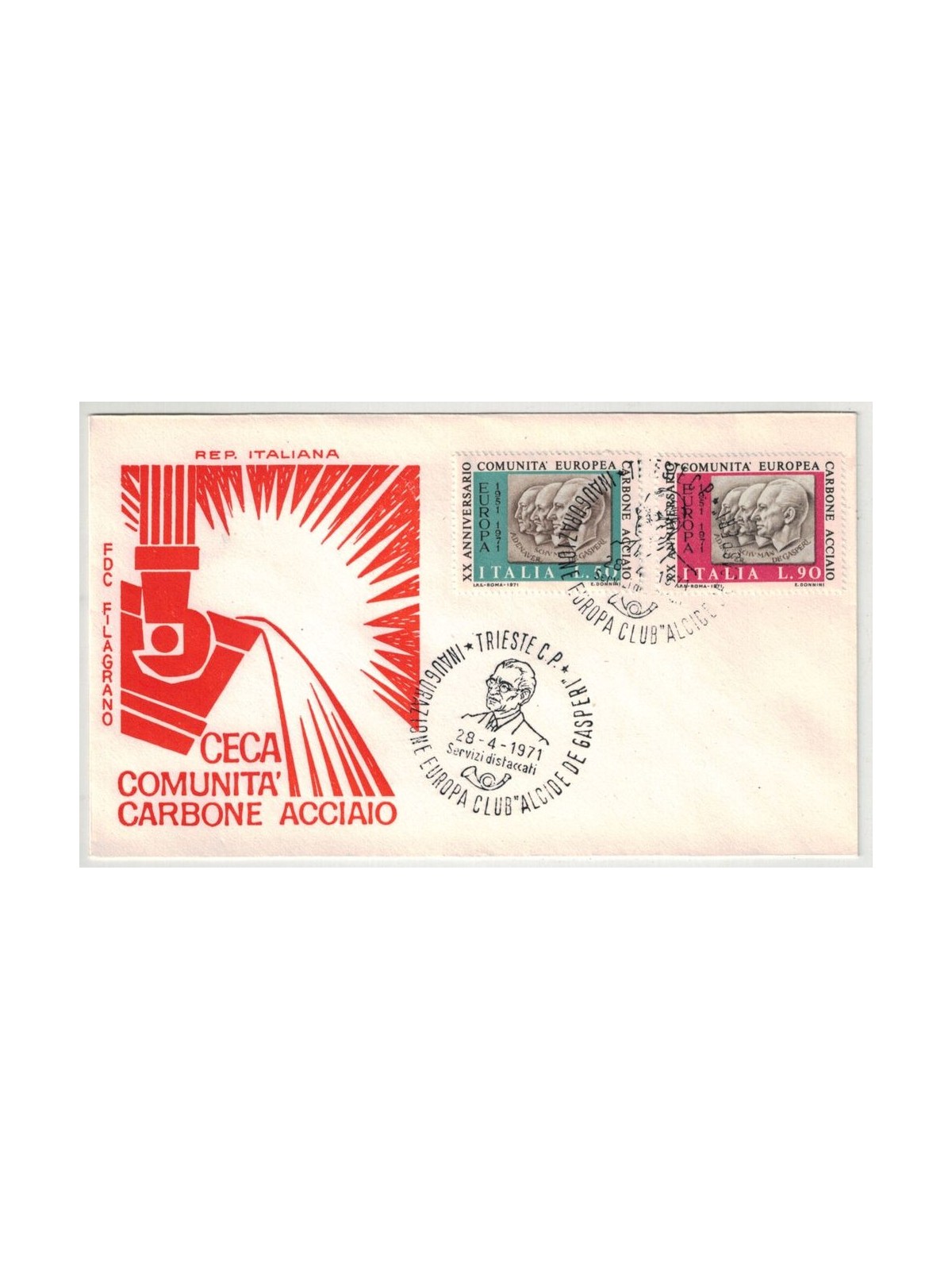 ITALY 1971 FDC (Filagrano) Anniversary of the Czech Republic