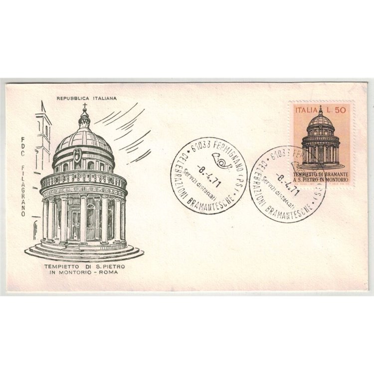 ITALY 1971 FDC (Filagrano) Bramante Temple