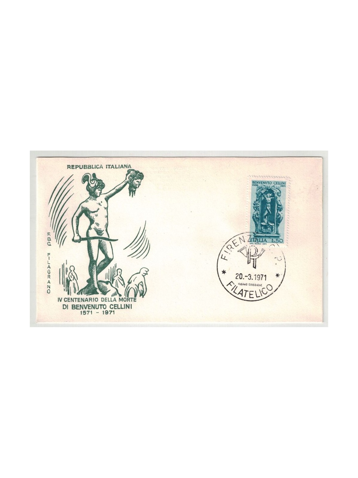 ITALY 1971 FDC (Filagrano) Benvenuto Cellini