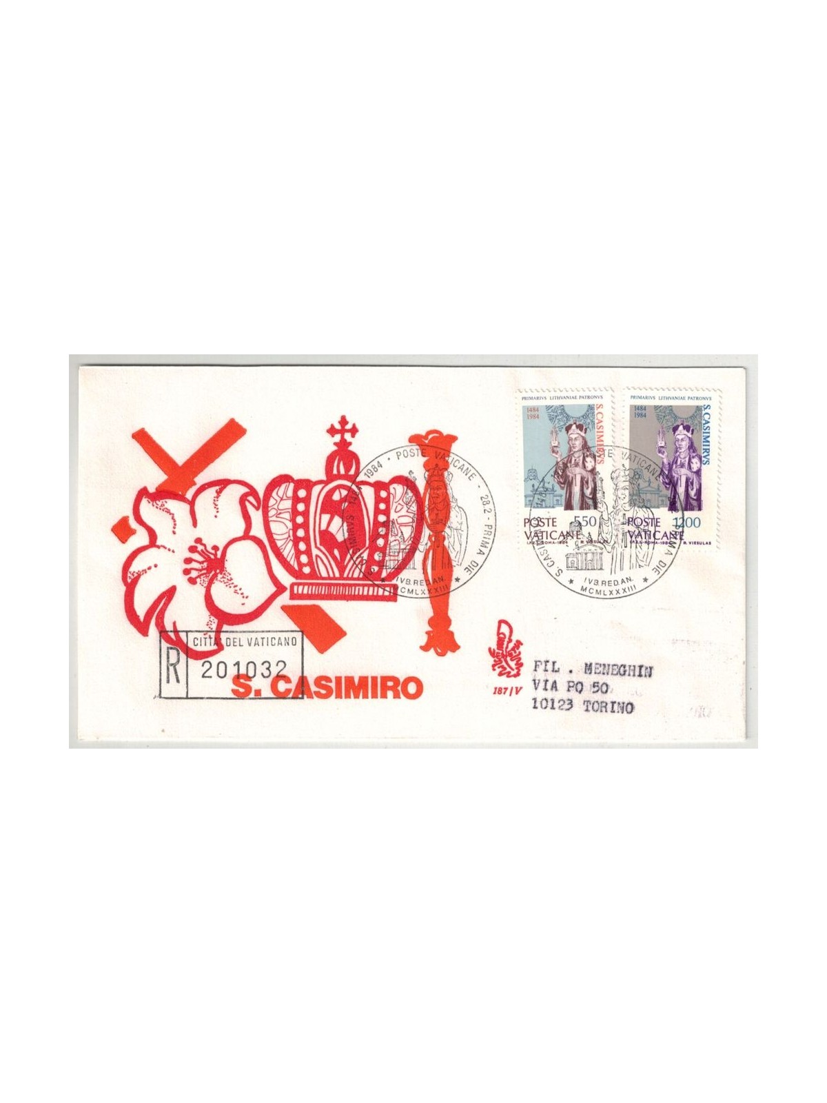 VATICANO 1984 FDC (Venetia) San Casimiro viaggiata