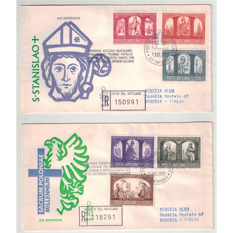 VATICANO 1966 FDC (Venetia) Millenario Polonia viaggiate