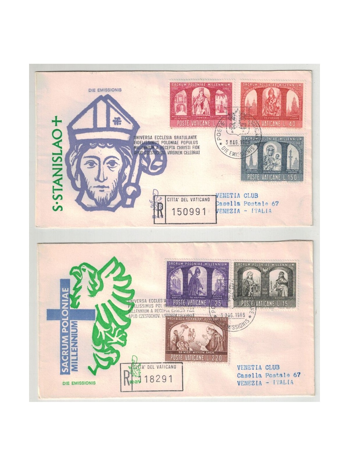 VATICANO 1966 FDC (Venetia) Millenario Polonia viaggiate