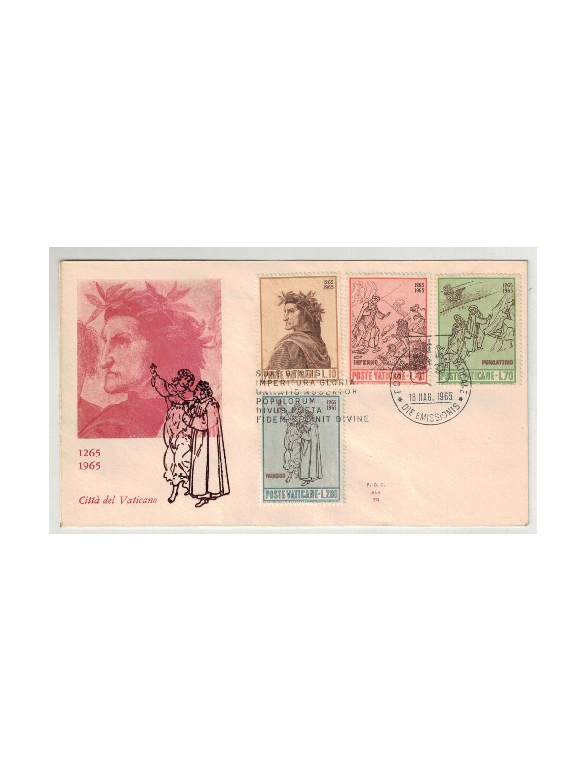 VATICAN 1965 FDC (Wing) Dante Alighieri