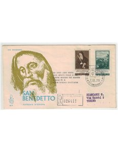 VATICAN 1965 FDC (Venice) Saint Benedict collected