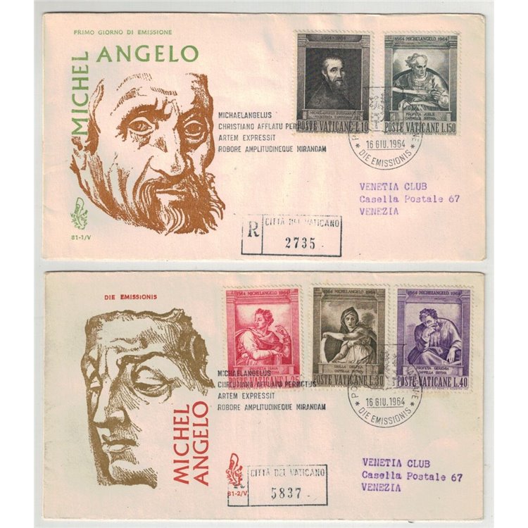 VATICAN 1964 FDC (Venice) Michelangelo travels