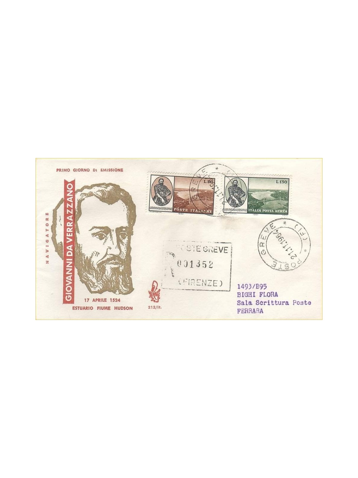 ITALY 1964 FDC (Venice) Giovanni da Verrazzano collected