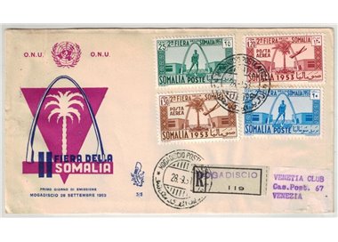 SOMALIA 1953 FDC (Venetia) Fiera della Somalia viaggiata
