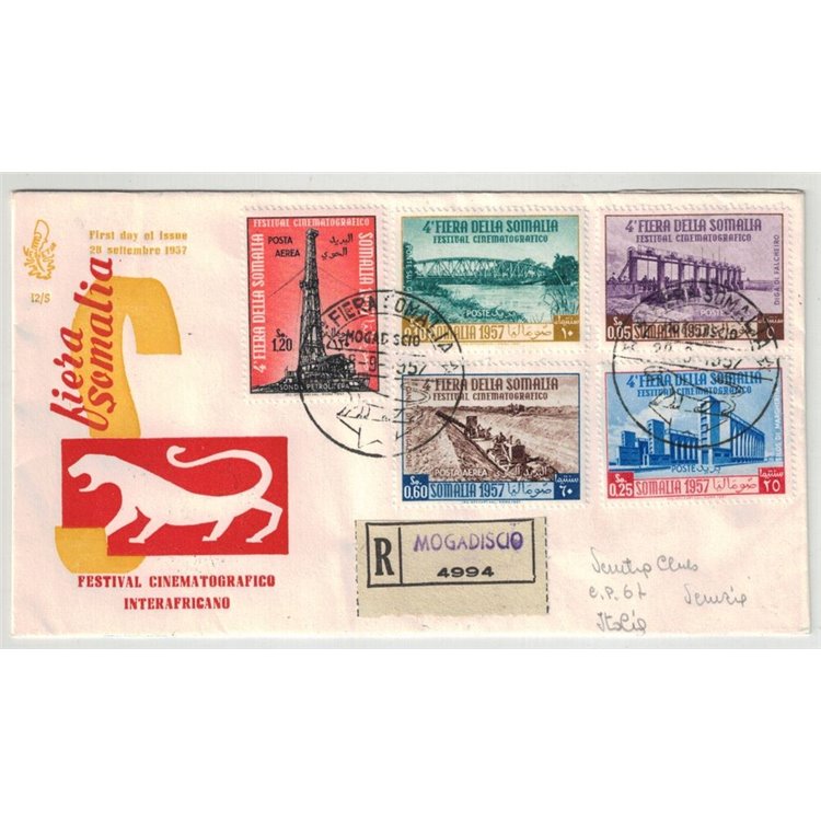 SOMALIA 1957 FDC (Venetia) Fiera della Somalia viaggiata