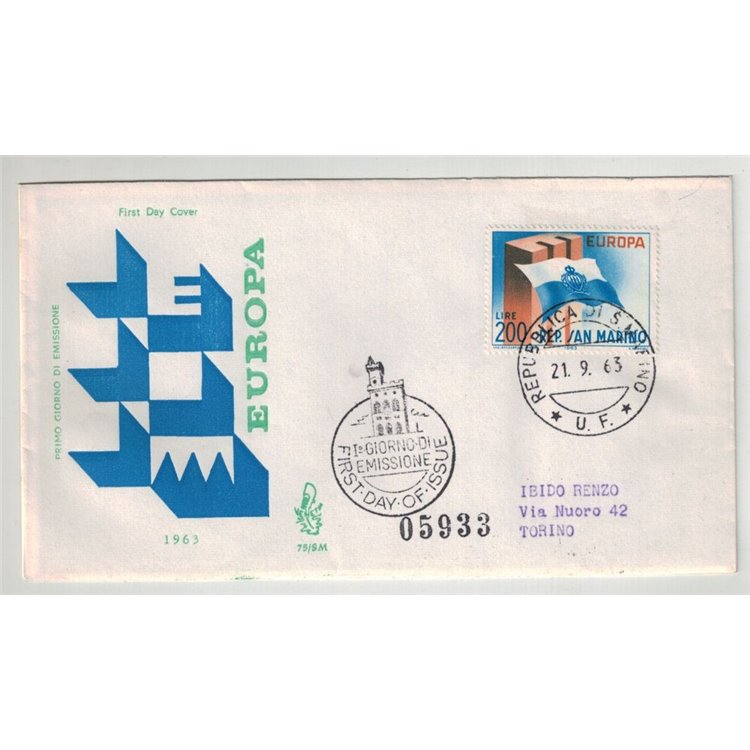 SAN MARINO 1963 FDC (Venetia) Europa viaggiata
