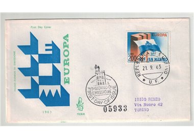 SAN MARINO 1963 FDC (Venice) Europe traveled