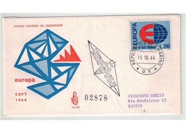 SAN MARINO 1964 FDC (Venetia) Europa viaggiata