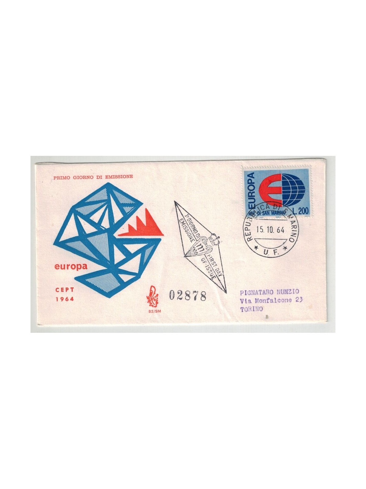 SAN MARINO 1964 FDC (Venetia) Europa viaggiata