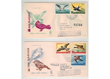SAN MARINO 1959 FDC (Venetia) Fauna avicola racc