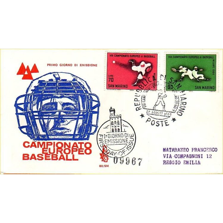 SAN MARINO 1964 FDC (Venetia) Baseball viaggiata