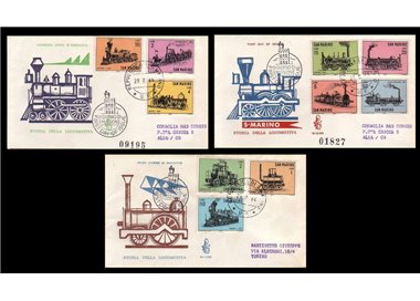 SAN MARINO 1964 FDC (Venice) History of the locomotive traveled
