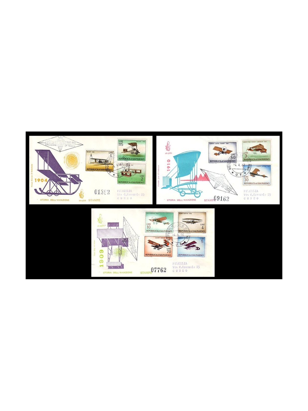 SAN MARINO 1962 FDC (Venice) Aviation traveled
