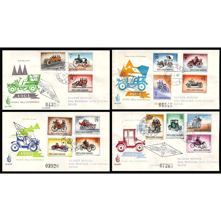 SAN MARINO 1962 FDC (Venice) Traveled automobiles