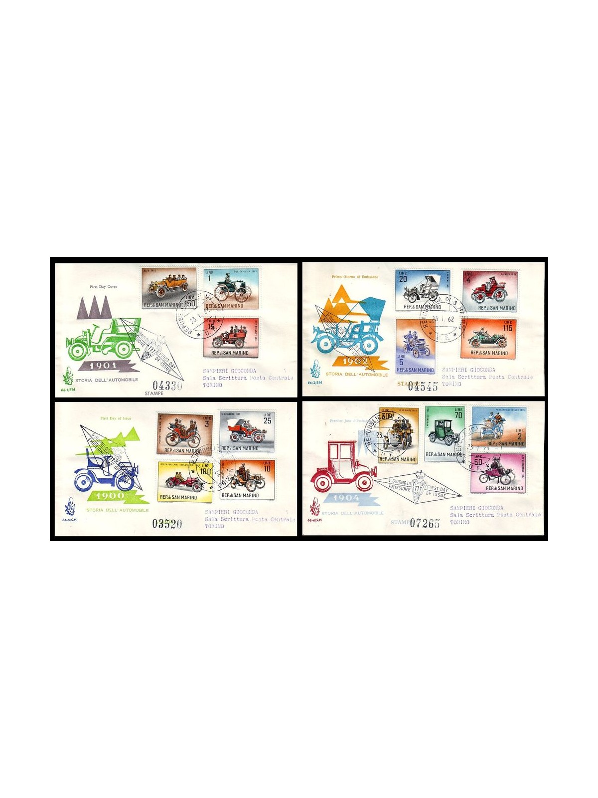 SAN MARINO 1962 FDC (Venetia) Automobile viaggiate