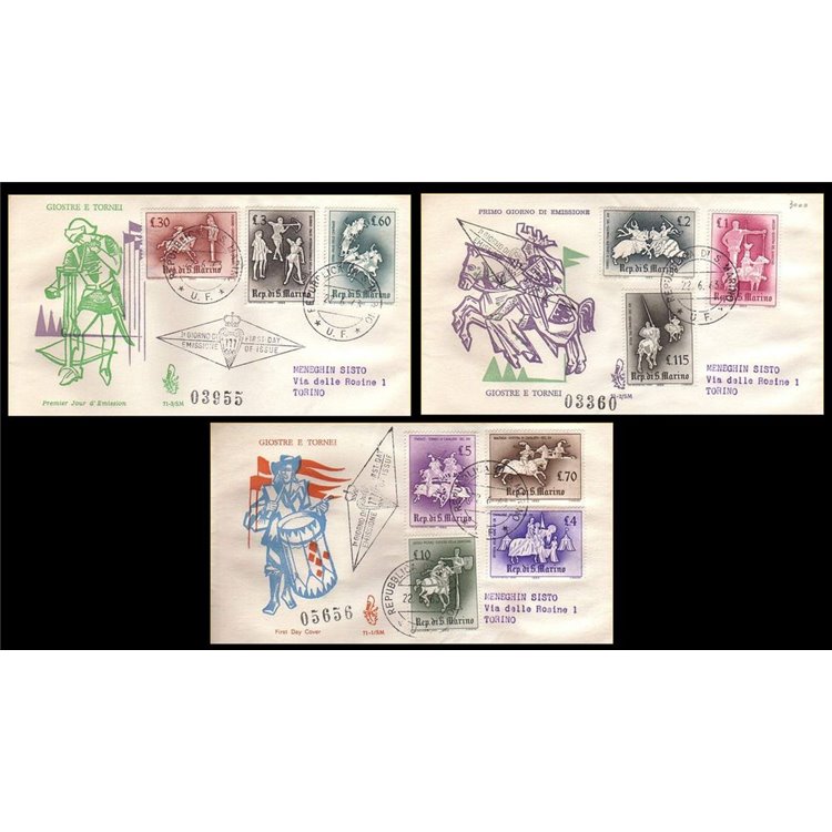 SAN MARINO 1963 FDC (Venice) Traveled jousts and tournaments