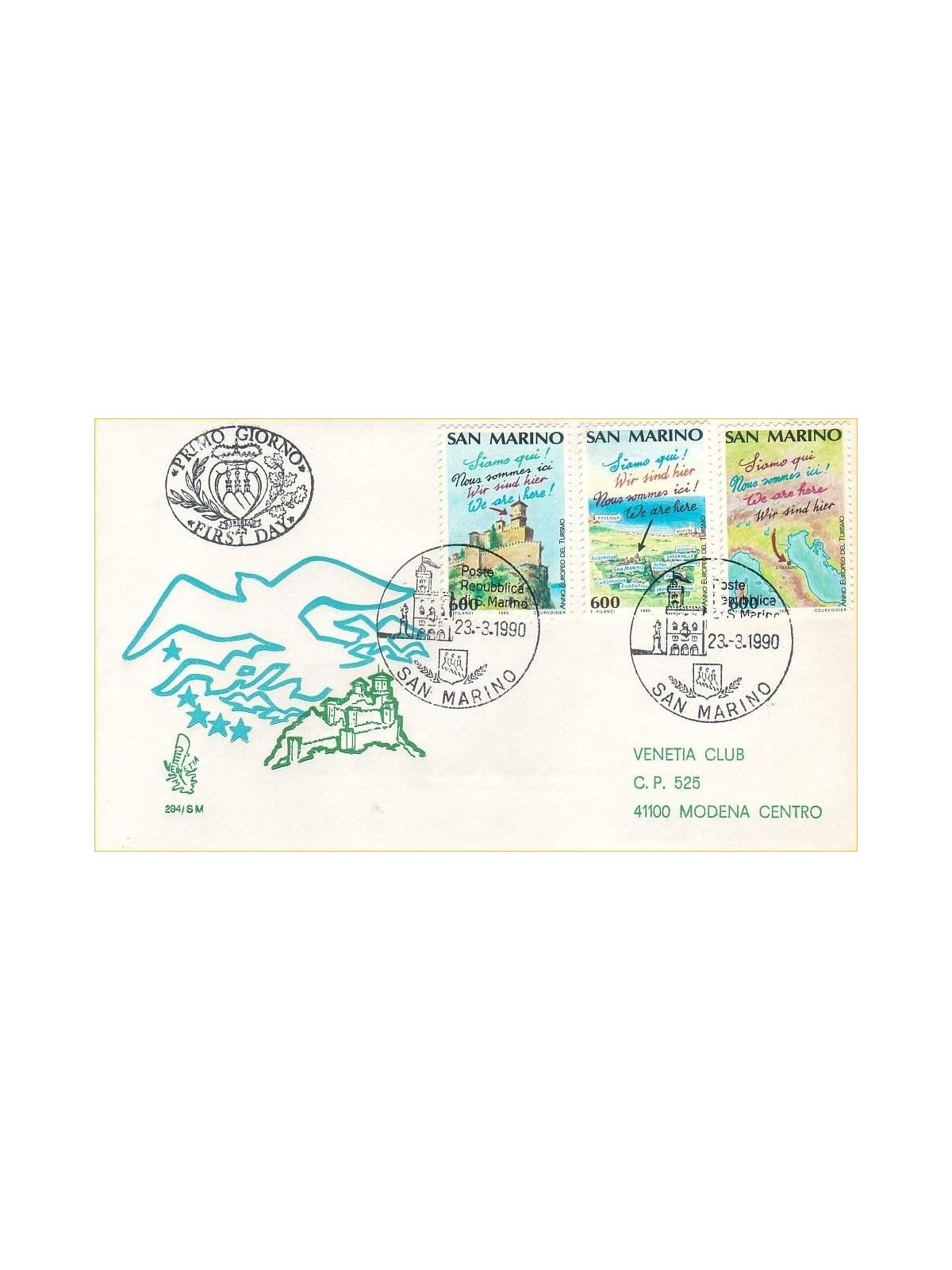 SAN MARINO 1990 FDC (Venetia) Turismo viaggiata