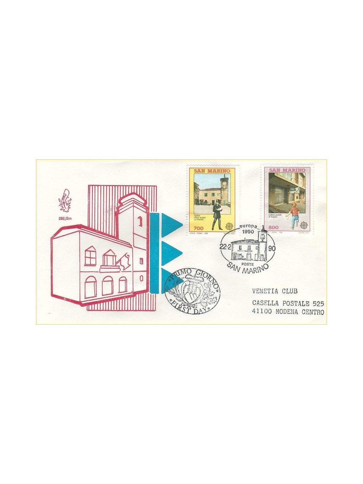 SAN MARINO 1990 FDC (Venetia) Europa viaggiata