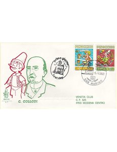 SAN MARINO 1990 FDC (Venetia) Collodi viaggiate