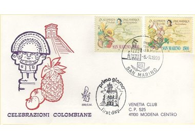 SAN MARINO 1990 FDC (Venice) Columbus traveled