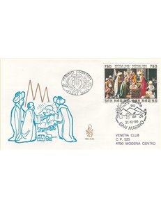 SAN MARINO 1990 FDC (Venetia) Natale viaggiata