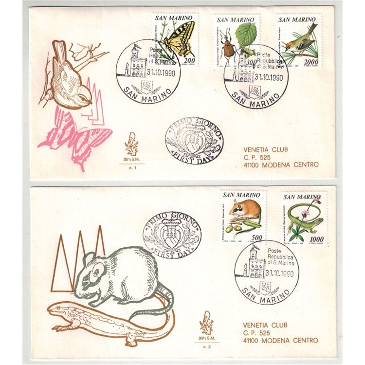 SAN MARINO 1990 FDC (Venetia) Flora e fauna viaggiate