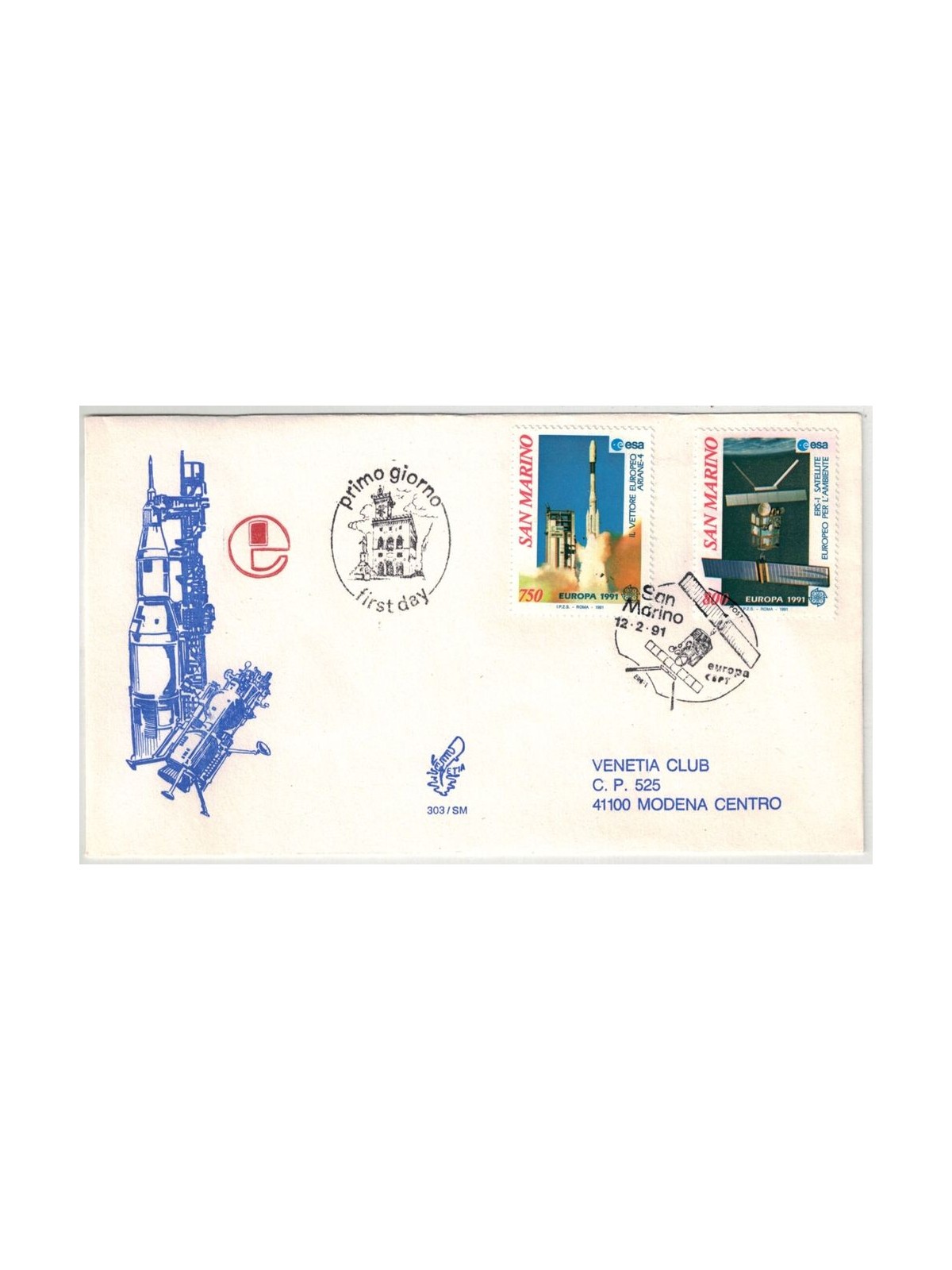 SAN MARINO 1991 FDC (Venice) Europe traveled